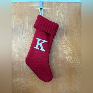 🎁 Red Knit Christmas Stocking with embroidered letter ‘K’